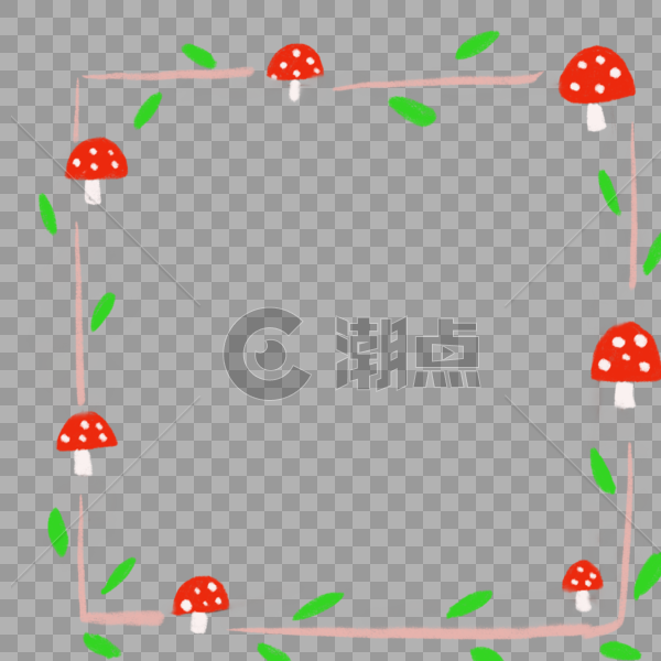 可爱小蘑菇边框图片素材免费下载