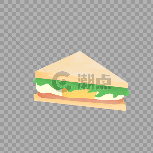 夏天早餐三明治青菜荷包蛋火腿手绘装饰图案图片素材免费下载