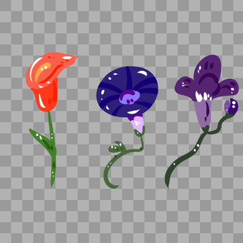 手绘紫色喇叭花卉元素图片素材免费下载