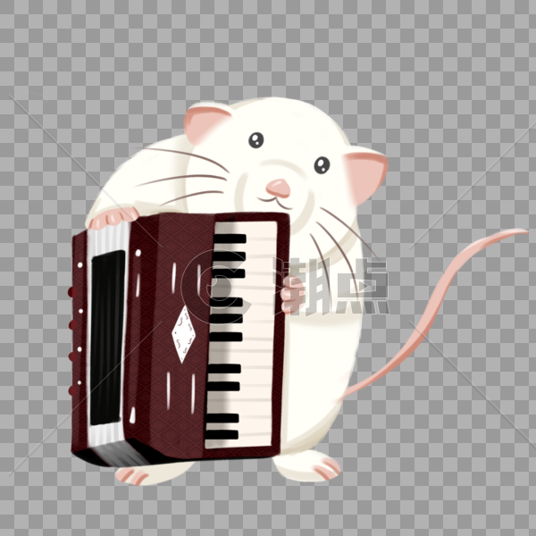 手绘音乐节可爱拉手风琴的仓鼠图片素材免费下载