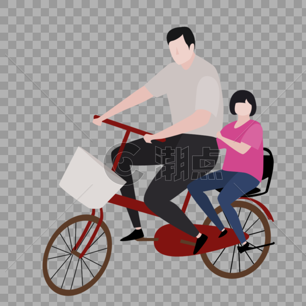 父亲骑着自行车载着孩子图片素材免费下载