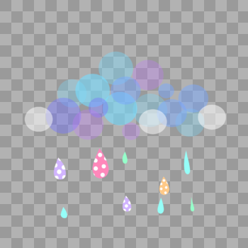 圆点蓝色紫色云朵下雨天气手绘装饰图案图片素材免费下载