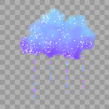 夏天蓝色紫色云朵下雨线条渐变天气手绘装饰图案图片素材免费下载