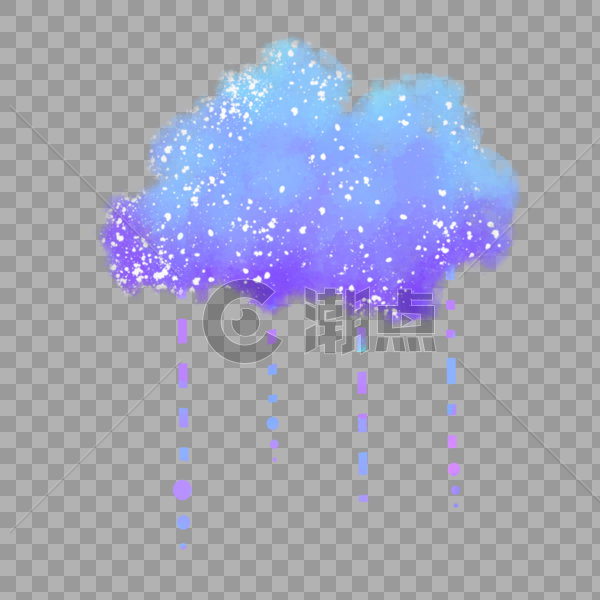 夏天蓝色紫色云朵下雨线条渐变天气手绘装饰图案图片素材免费下载