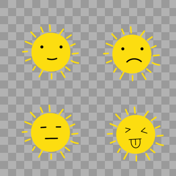夏季各种表情的卡通太阳图片素材免费下载