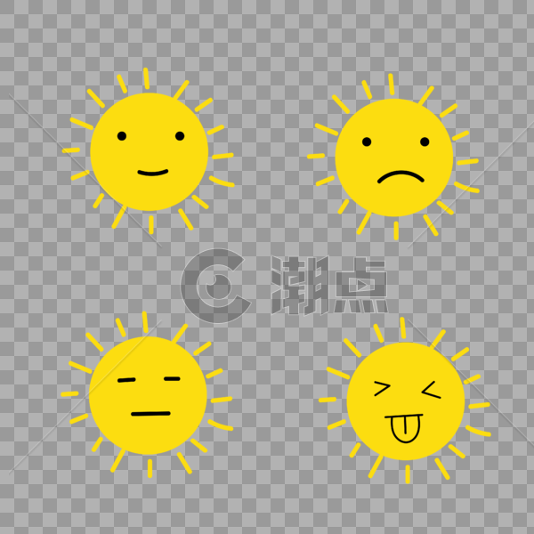 夏季各种表情的卡通太阳图片素材免费下载