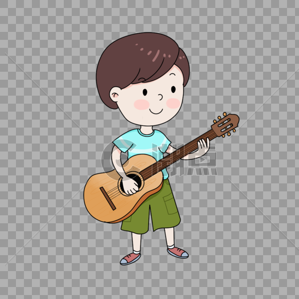 弹吉他的男孩卡通图片素材免费下载