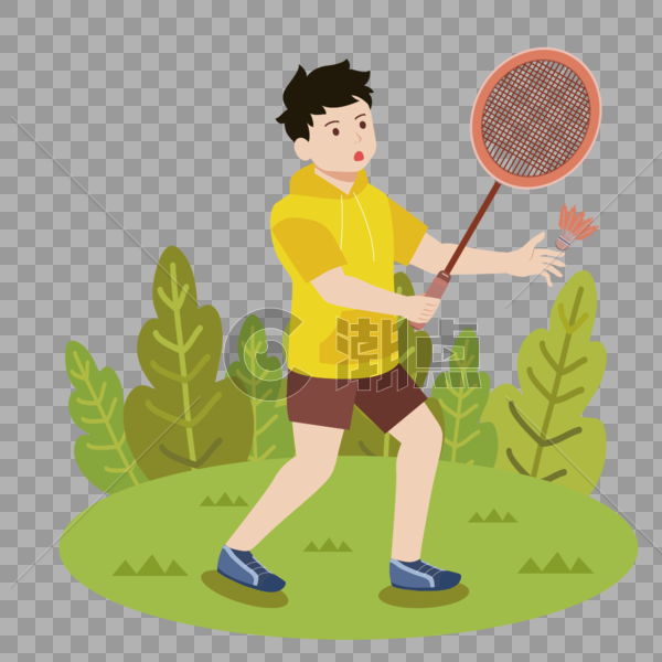 男孩打羽毛球图片素材免费下载