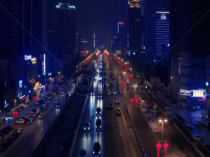 都市交通夜景4K航拍GIF图片素材免费下载