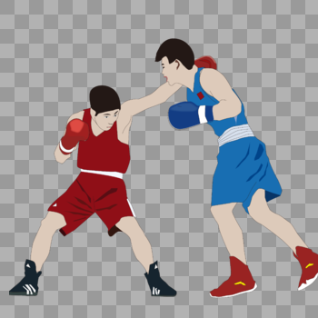 卡通手绘人物拳击比赛图片素材免费下载