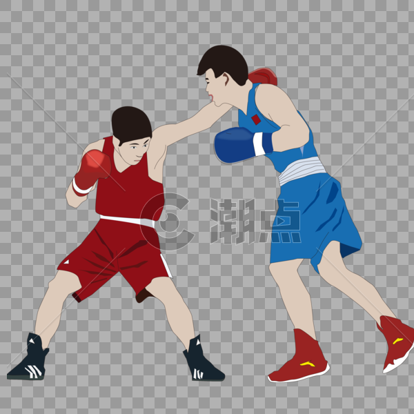 卡通手绘人物拳击比赛图片素材免费下载