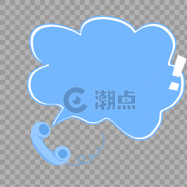 电话联想感叹号云朵蓝色手绘装饰简约边框图片素材免费下载