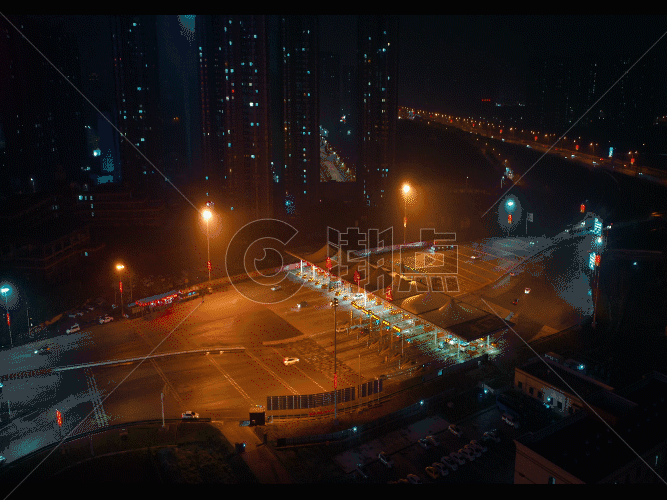 西安车流夜景GIF图片素材免费下载