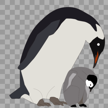 可爱卡通动物南极企鹅妈妈与宝宝图片素材免费下载