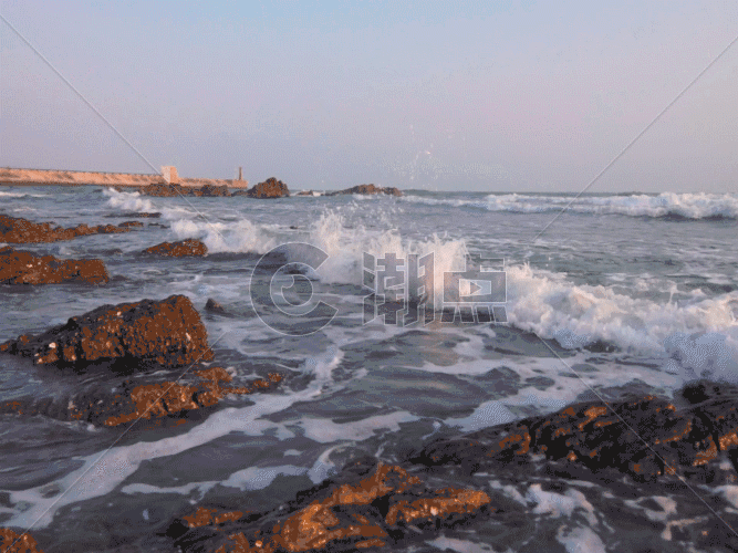 海浪岩石GIF图片素材免费下载