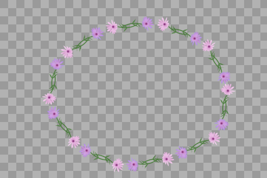 紫粉菊花类边框手绘素材图片素材免费下载