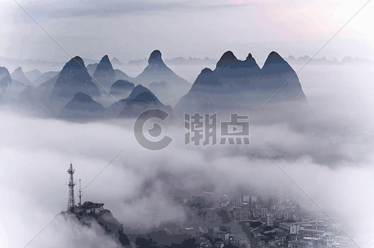 云海缭绕的高山gif图片素材免费下载