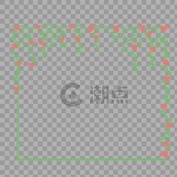 手绘绿色藤蔓爱心边框图片素材免费下载