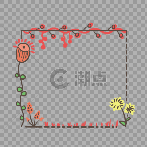 手绘花草植物藤蔓装饰边框图片素材免费下载