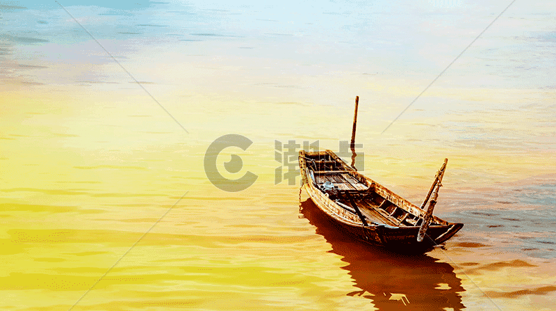夕阳余晖下的渔船gif图片素材免费下载