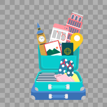 旅游行李箱旅游必备物品矢量素材图片素材免费下载