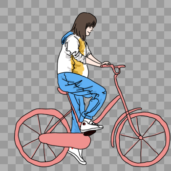 穿校服骑自行车的女生图片素材免费下载