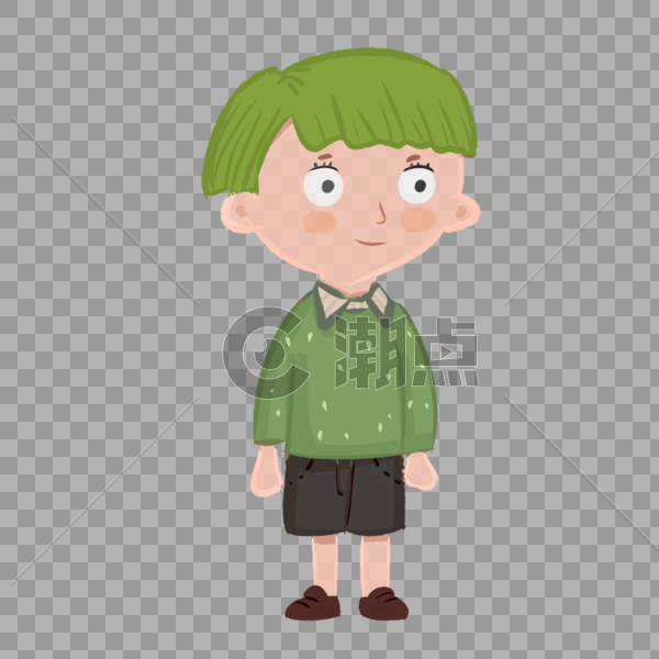 欧美风小男孩绿头发的弟弟形象人物设计素材图片素材免费下载