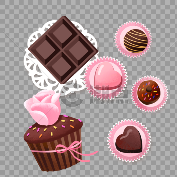 甜品巧克力蛋糕美食手绘素材图片素材免费下载