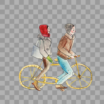 手绘骑自行车的人图片素材免费下载