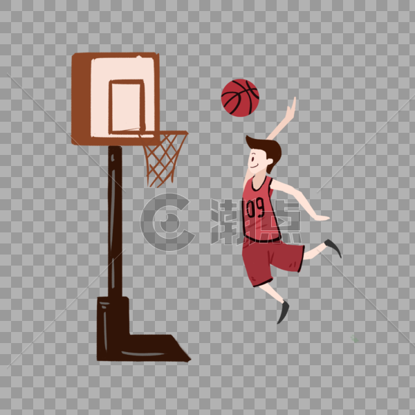 篮球扣篮插画素材图片素材免费下载