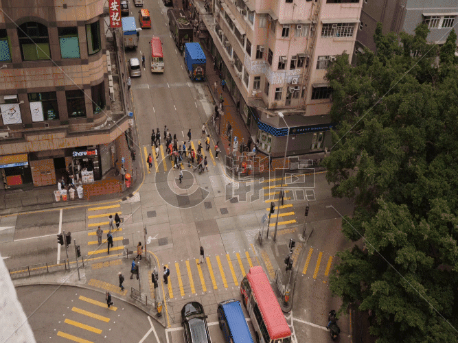 香港十字路口人行道慢动作GIF图片素材免费下载