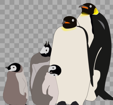 卡通手绘可爱动物南极企鹅一家四口图片素材免费下载