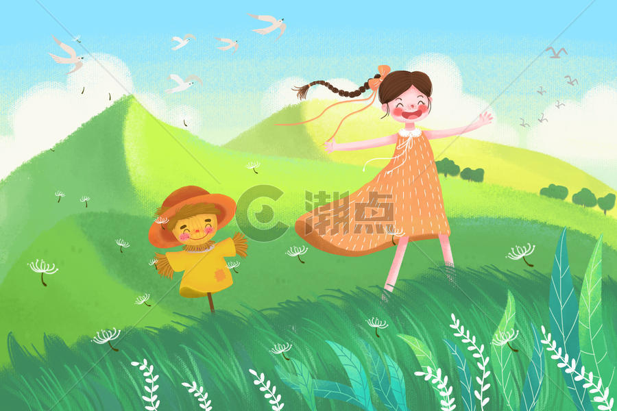夏日小清新女孩拥抱风图片素材免费下载