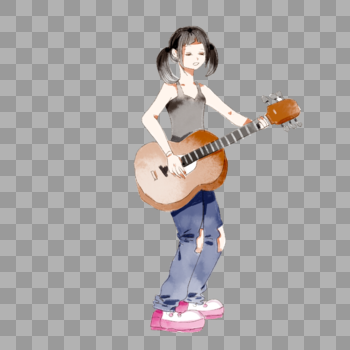 弹吉他的女生图片素材免费下载