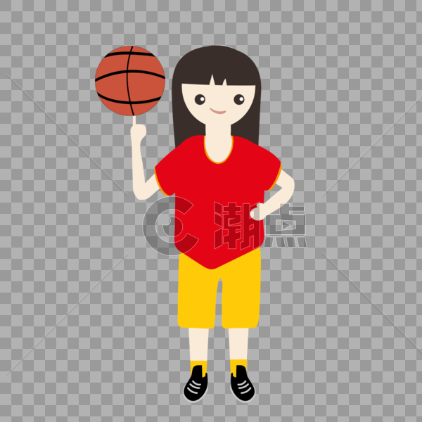 穿着球服转篮球的小女孩图片素材免费下载