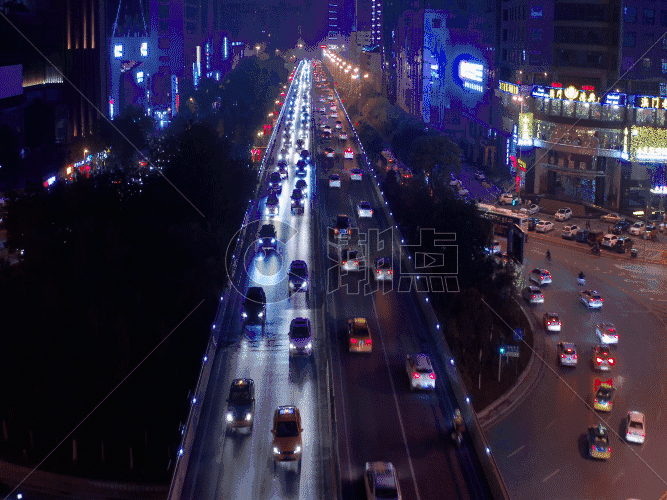 都市夜景车流4K航拍GIF图片素材免费下载