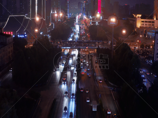 都市夜景车流航拍GIF图片素材免费下载