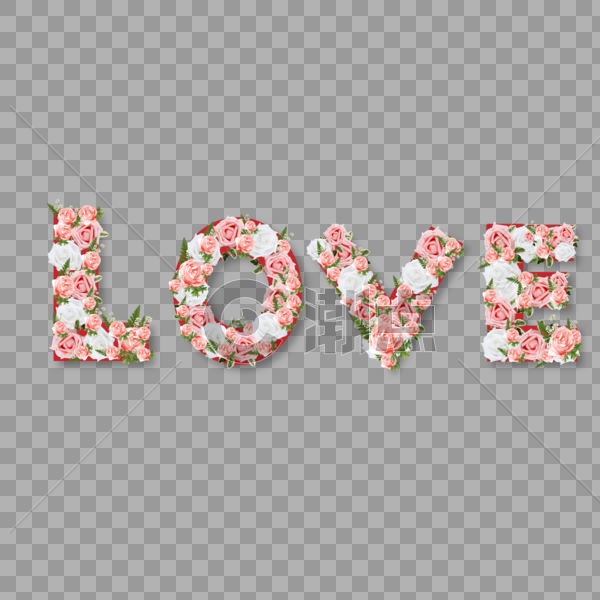 LOVE花朵艺术字图片素材免费下载
