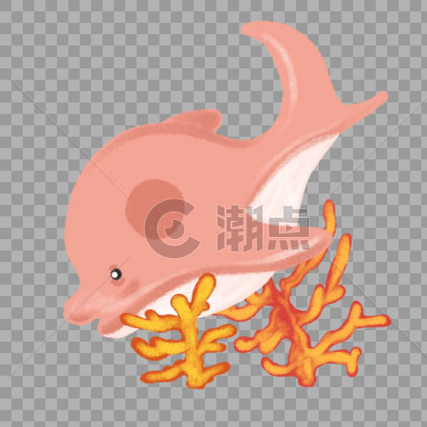 卡通粉色海豚插图图片素材免费下载