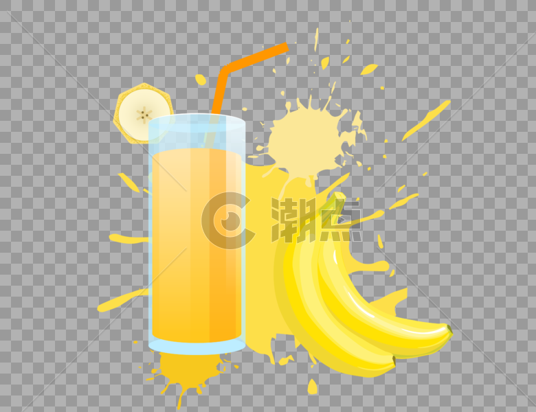 飞溅果汁和香蕉图片素材免费下载