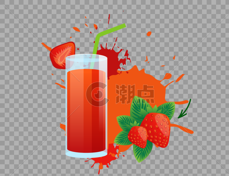 飞溅果汁和草莓图片素材免费下载