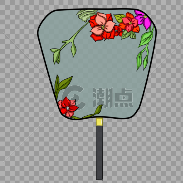 花卉团扇手绘图片素材免费下载