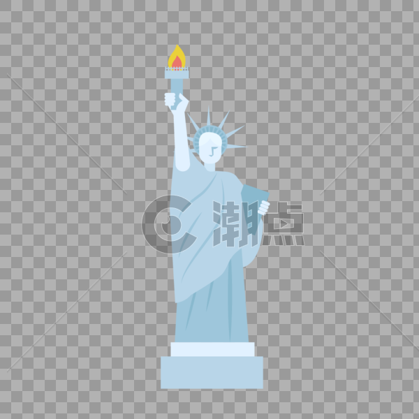 旅游景点美国自由女神像矢量扁平素材图片素材免费下载