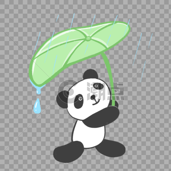 撑荷叶伞的熊猫图片素材免费下载