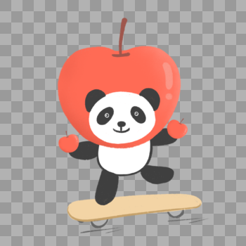 送苹果的熊猫图片素材免费下载
