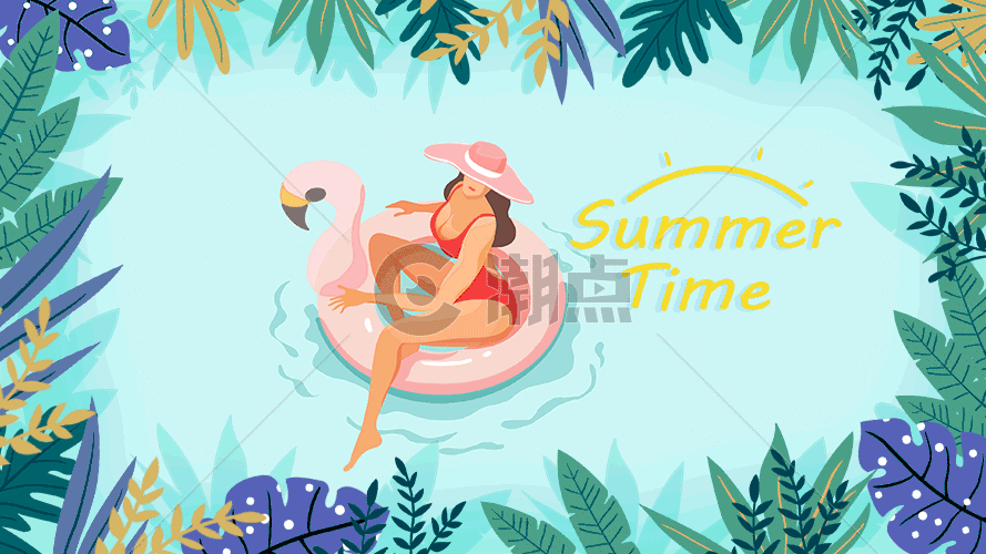 你好夏天系列唯美清新插图gif图片素材免费下载