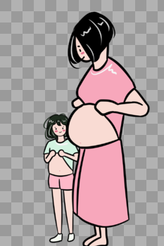 二胎家庭怀孕的妈妈图片素材免费下载