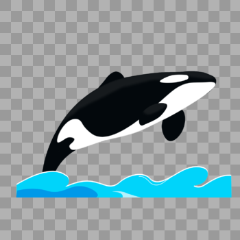 手绘虎鲸鲸鱼海洋动物免抠元素图片素材免费下载