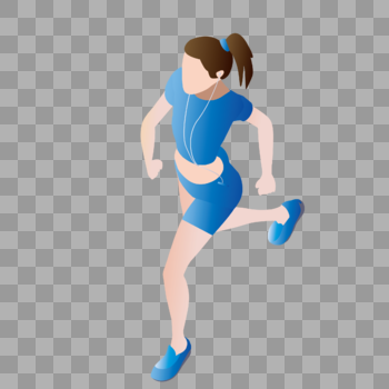 AI矢量图扁平化人物女性运动员正在跑步运动的女性图片素材免费下载