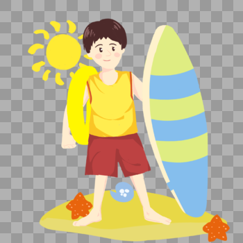 拿着冲浪板的男孩图片素材免费下载